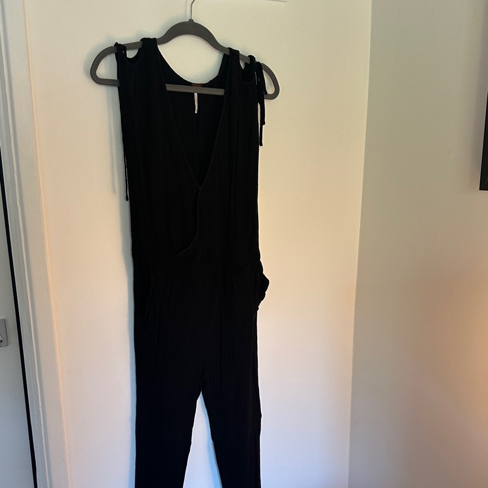 Gauze cover up beach Black Jumpsuit